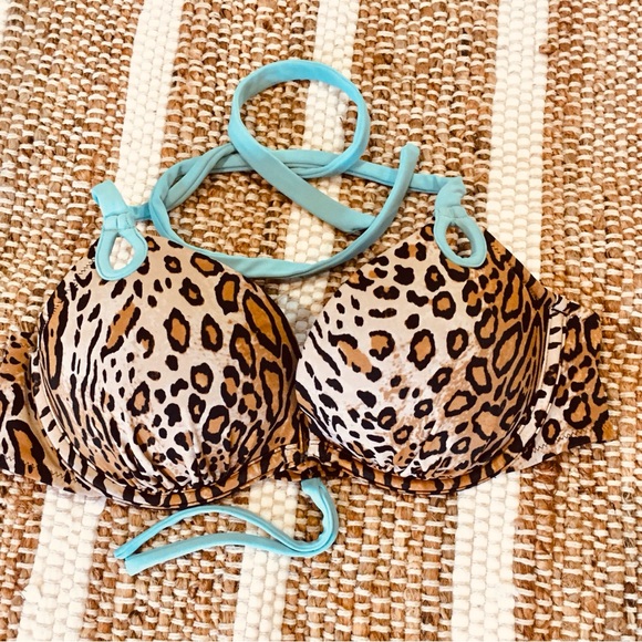 Victoria Secret cheetah leopard bikini top pool top vacay beachy summer 34B - Picture 2 of 6